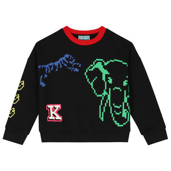 Girls Black Jungle Animals Sweatshirt